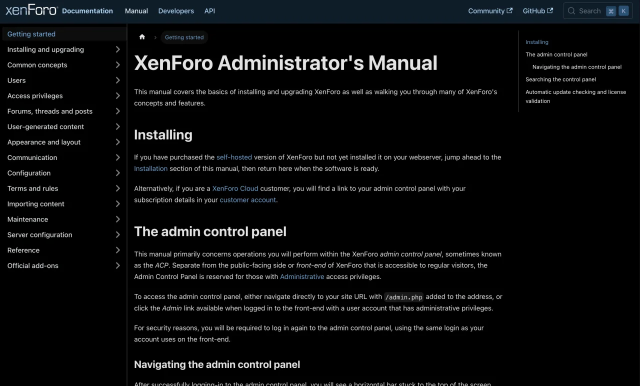 New home for all XenForo documentation