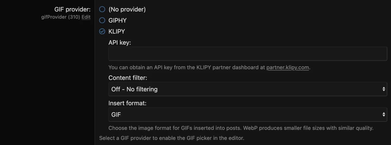 GIF Providers: Implementing KLIPY support